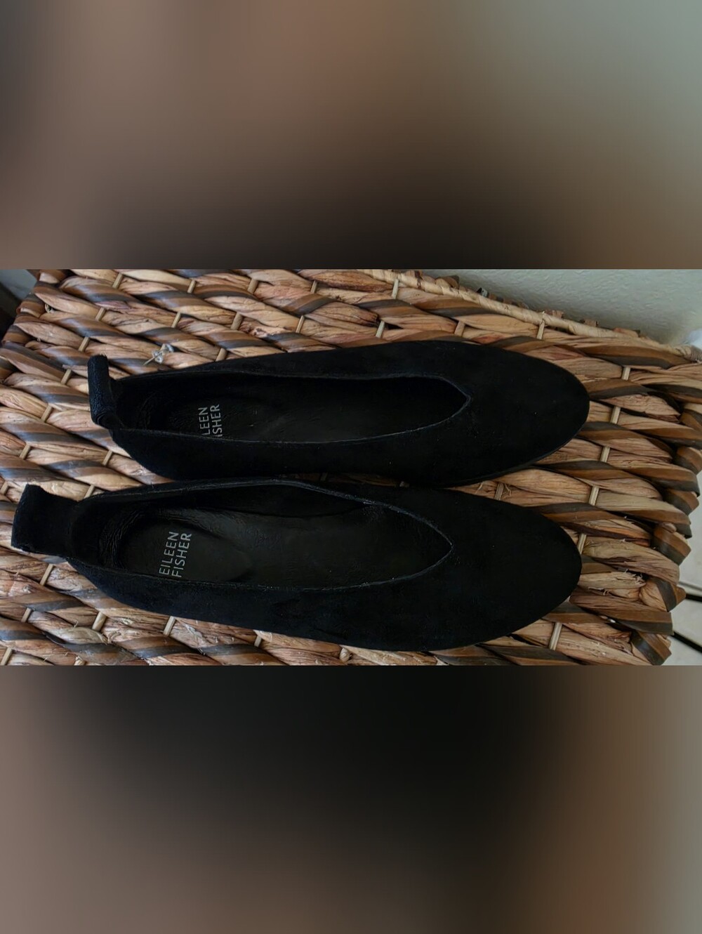 Eileen Fisher Humor Wedge Ballet Flat in Suede Black, Size 7 - Picture 6 of 9